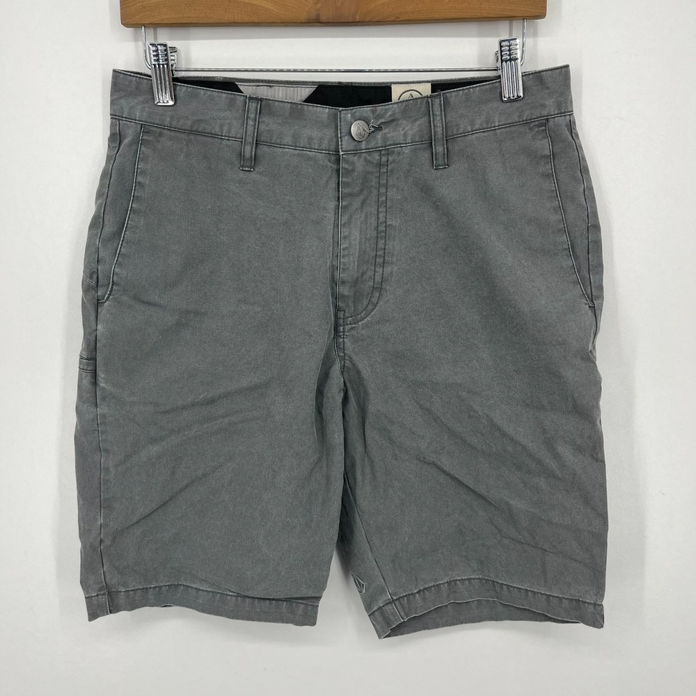 Volcom Chino‎ Shorts Men's Size 29 Gray Solid Flat Front Zip Fly